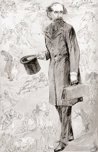 Ticari Olmayan Gezgin. Charles Dickens'ın 1910 tarihli The Testimonial Edition'da yayınlanan The Christmas Books'tan Ticari Olmayan Gezgin adlı kısa öyküsü için Harry Furniss'in illüstrasyonu. by Harry Furniss