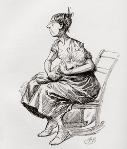 Tilly Slowboy. Charles Dickens'ın The Testimonial Edition of 1910'da yayınlanan The Christmas Books'tan The Cricket on the Hearth adlı kısa öyküsü için Harry Furniss'in illüstrasyonu. by Harry Furniss