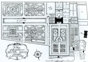 Bir Plan of the Gardens at Belton House, Lincolnshire, eskiden olduğu gibi, 1900 dolayları by Harry Inigo Triggs