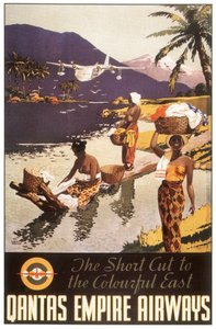 Reklam Qantas imparatorluk havayolları, Kartpostal, c. 1950-1954 (afiş) by Harry J. Weston