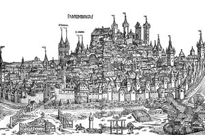 15. yüzyılda Nürnburg manzarası by Hartmann Schedel