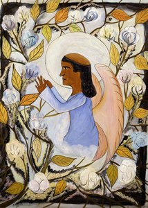 Duada Melek Aziz Francis; Ange St. Francis en Priere, c.1947-48 (masonit üzerine yağlı boya) by Hector Hyppolite
