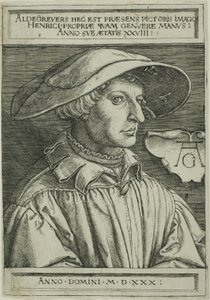 Heinrich Aldegrever, 28 yaşında by Heinrich Aldegrever