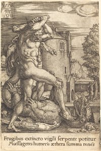 Ejderhayı Öldüren Herkül, 1550. by Heinrich Aldegrever
