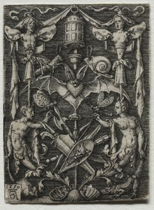 Ortasında Yarasalı Süsleme Tasarımı, 1550. by Heinrich Aldegrever