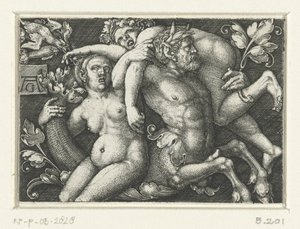 Triton ve iki nereid ile süsleme by Heinrich Aldegrever