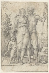 Paris, Oenone ve Aşk Tanrısı by Heinrich Aldegrever