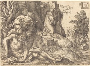 Gezgine Hizmet Eden İyi Samiriyeli, 1554. by Heinrich Aldegrever
