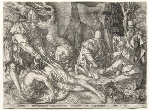 İyi Samiriyeli Mesel: Gezginlere Saldıran Hırsızlar by Heinrich Aldegrever