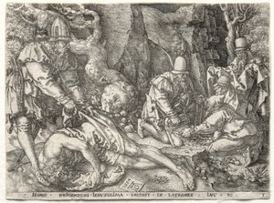 İyi Samiriyeli benzetmesi: Gezginlere Saldıran Soyguncular, 1554. by Heinrich Aldegrever