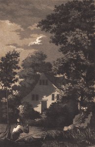 Ay ışığı ve flüt çalar ile manzara by Heinrich Grosch