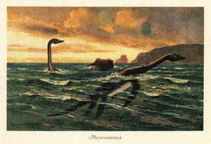 Okyanusta Plesiosaurus dolichodeirus. by Heinrich Harder