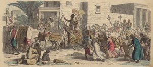 Savaşa hazırlanan bir Antik Mısır firavunu (renkli gravür) by Heinrich Leutemann