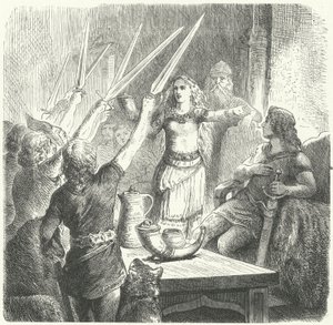 Balts krallarının çocuklarına kadeh kaldırıyor (gravür) by Heinrich Leutemann