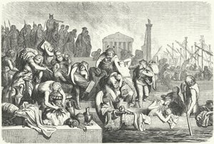 Yağmalanmış bir şehirden ganimet yüklü bir Vandal filosunun ayrılması (gravür) by Heinrich Leutemann