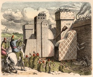 Mezopotamya, Asur: bir kaleye hücum by Heinrich Leutemann