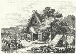 Eski Alman çiftlik evi (gravür) by Heinrich Leutemann