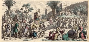 Muzaffer bir Asur ordusunun kabulü (renkli gravür) by Heinrich Leutemann