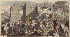 Bir şehri basan Romalı askerler (renkli gravür) by Heinrich Leutemann