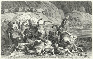Trakya süvarilerine karşı falanks oluşumunda konuşlanan Romalılar (gravür) by Heinrich Leutemann