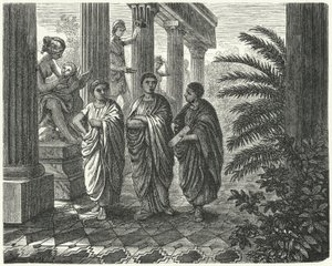 Roma İmparatoru Augustus, Gaius Maecenas ve Virgil (gravür) by Heinrich Leutemann