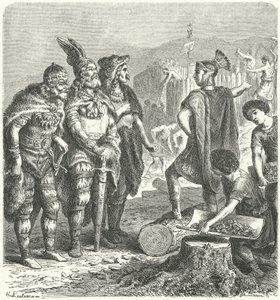 Gotlarla pazarlık yapan Romalı general Stilicho, c400 (gravür) by Heinrich Leutemann