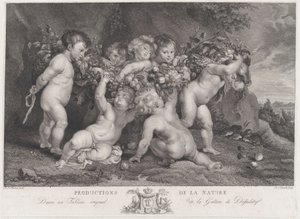Bir meyve çelengi taşıyan yedi putti, ca. 1780-87. by Heinrich Schmitz