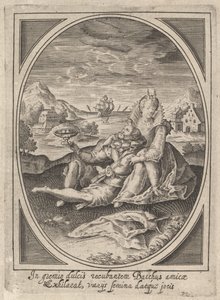 Yerde oturan bir çift, elinde kadeh tutan adam..., yakl. 1585-1621.