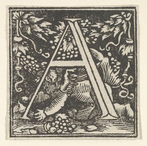 Putto ile ilk A harfi, ca. 1538. by Heinrich Vogtherr