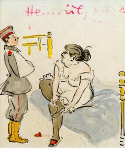 Yaralı asker ve fahişe by Heinrich Zille