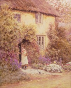 Bir Kulübe Kapısı (suluboya) by Helen Allingham