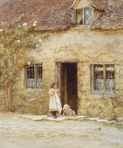 Kulübe Kapısında by Helen Allingham