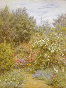 Surrey Bahçesinde Güller (kağıt üzerinde wc) by Helen Allingham