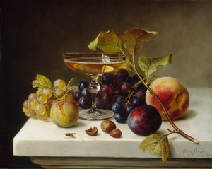 Meyve ve Şampanya ile Natürmort, 1869. by Helen Searle