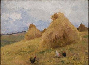 Mısır Güveçleri Arasında Tavuklar, 1888 dolayları (tuval üzerine yağlı boya) by Helene Schjerfbeck