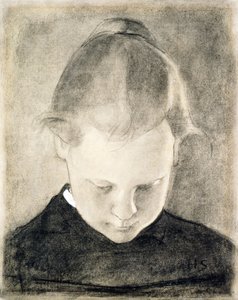 The Reading Girl, c.1905 (kağıt üzerinde kömür ve guaj boya) by Helene Schjerfbeck