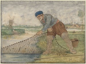Ağını Çeken Bir Balıkçı by Hendrick Avercamp