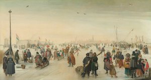 Bir Kasabaya Yakın Buz Keyfi Bir şehrin yakınında kış manzarası by Hendrick Avercamp