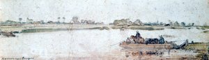 Halat feribotlu nehir manzarası, 17. yüzyılın başlarında. by Hendrick Avercamp