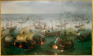 İngiliz filosuna karşı yenilmez Armada: “” Armada ile Savaşın 7. Günü, 07/08/1588””, Hendrick Cornelisz Vroom