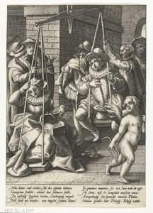 Evlilik Terazisi Para gerçek aşktır Evlilik terazisi Karel van Mander'den sonraki Atasözleri (dizi adı) by Hendrick Goltzius (attributed to workshop of)