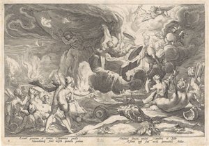 Val van Phaëthon Metamorfosen van Ovidius (dizi adı) by Hendrick Goltzius (workshop of)