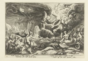 Val van Phaëthon Ovidius'un Metamorfosen (dizi başlığı) by Hendrick Goltzius (workshop of)