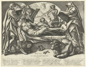 Ölü İsa ve Dört Evangelist by Hendrick Goltzius