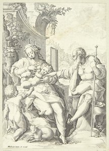 Küçük John ile kutsal aile by Hendrick Goltzius