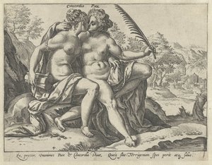 Birlik ve Barış (Concordia / Pax) Birleşik Erdemler (dizi başlığı) by Hendrick Goltzius