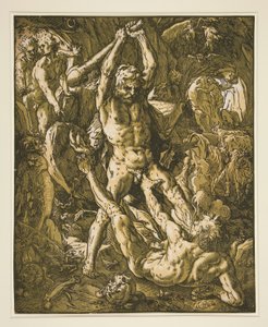 Herkül Cacus'u Öldürüyor by Hendrick Goltzius
