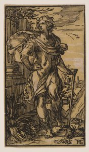 Ayakta Duran Bastonlu Genç Adam by Hendrick Goltzius