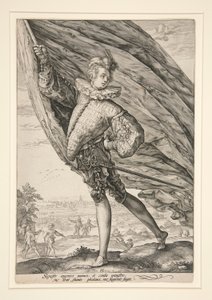 Standart taşıyıcı, sola döndü by Hendrick Goltzius