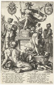 Baskı serisi için başlık baskısı Roma kahramanları Roma (nesne üzerindeki başlık) Roma Kahramanları (dizi adı) by Hendrick Goltzius
